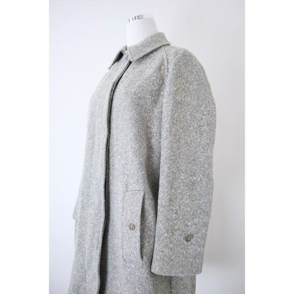 Vintage Burberry Women's Irish Tweed Car Coat Collared Overcoat - Picture 6 of 16